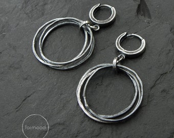 sterling silver earrings - oxidized raw sterling silver