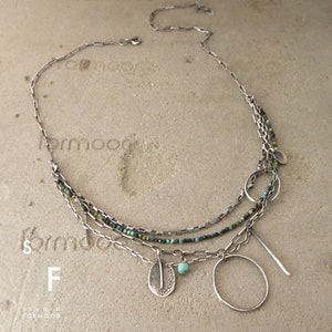 Turquoise necklace oxidized sterling silver and Turquoise layered necklace image 4