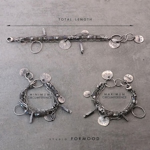 Pulsera de plata de ley oxidada con granate verde – Joyería artesanal moderna imagen 8