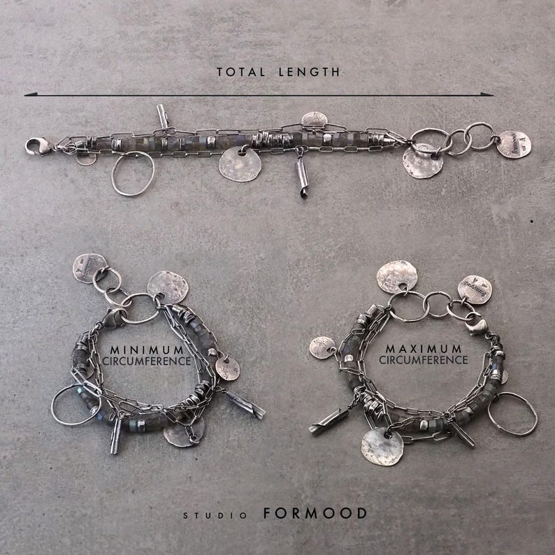 Pulsera de plata de ley oxidada con granate verde – Joyería artesanal moderna imagen 8