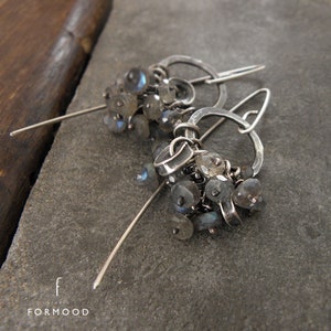 oxiderat sterlingsilver och labradorit - örhängen