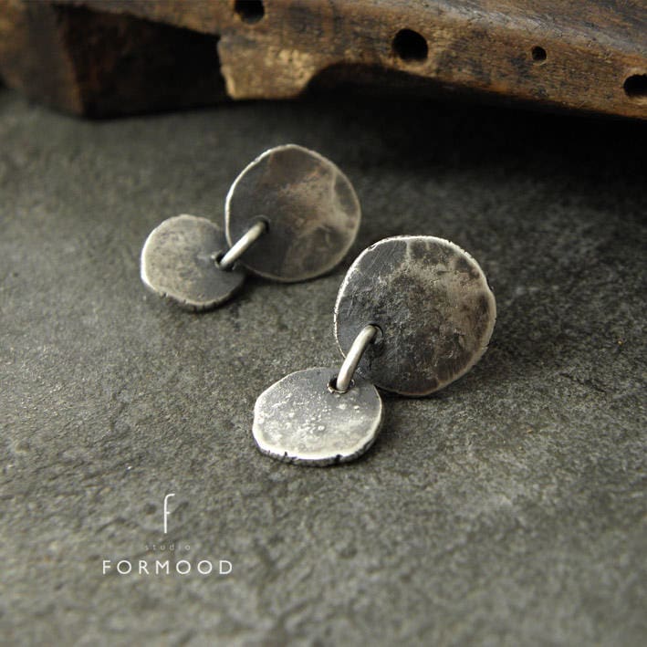 Handmade Oxidized Sterling Silver Stud Earrings: Everyday Jewelry