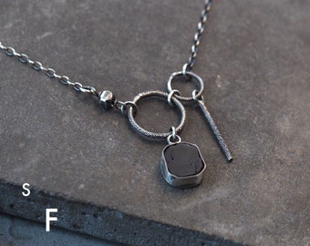 Form I - Black Tourmaline and oxidized sterling silver Necklace - delicate necklace, gift necklace