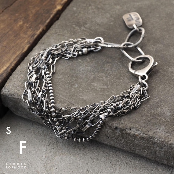 Oxidized Sterling Silver Multi Strand Bracelets Oxidized Sterling Silver Multi Strand Bracelets