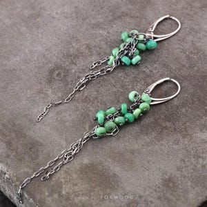 orecchini in argento sterling ossidato e crisoprasio