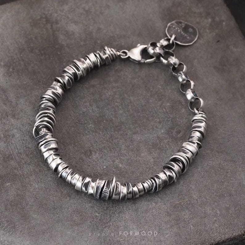 Oxidized Sterling Silver Unisex Bracelet: Handmade Silver 925 image 2