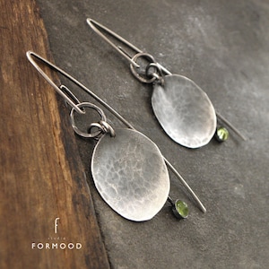 Oxidized Sterling Silver Earrings – Natural Gemstone Dangle