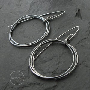 sterling silver earrings - oxidized hoops earrings