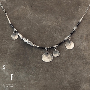 Black Tourmaline Necklace: Oxidized Sterling Silver, Delicate Handmade Jewelry