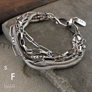 Oxidized Sterling Silver Multi Strand Bracelets Oxidized Sterling Silver Multi Strand Bracelets