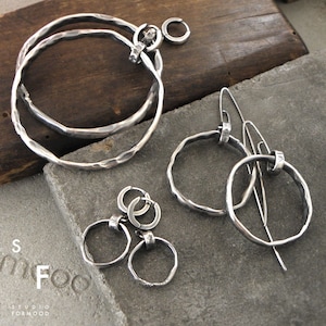 Earrings - oxidized sterling silver  ... - modern hoops silver earrings