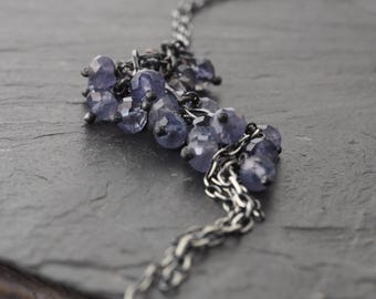 Oxidized Sterling Silver and Iolite - Necklace