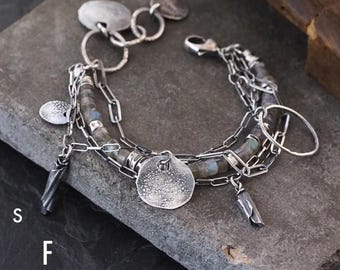 Oxidized Sterling Silver Labradorite Chain Bracelet – Artisan Modern Jewelry