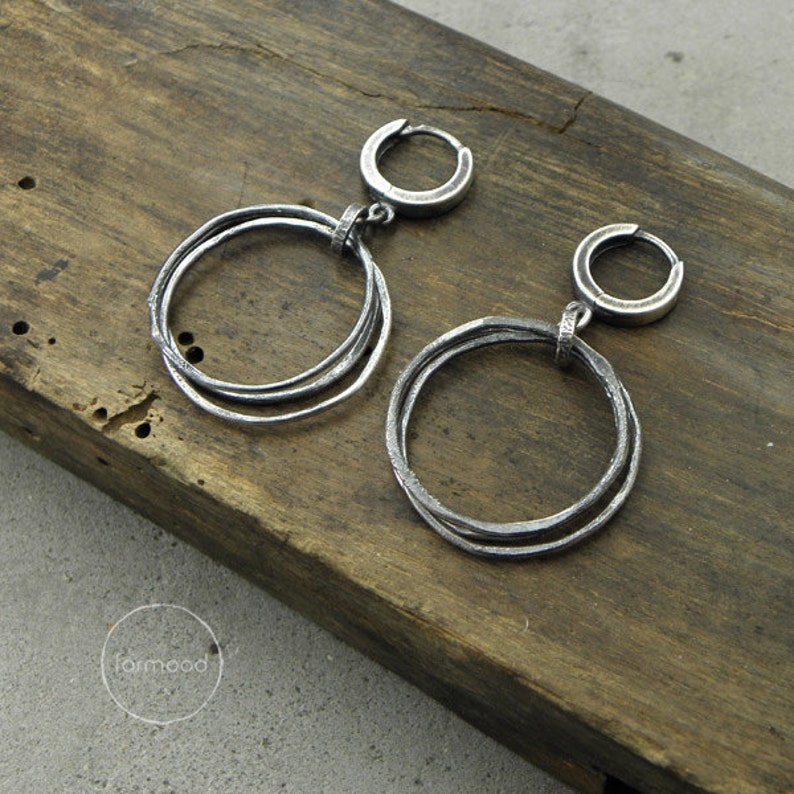 sterling silver earrings oxidized raw sterling silver image 2