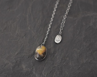 Layered Amber Necklace Set Oxidized Sterling Silver Handmade Minimalist Jewelry Artisan Gift for Her