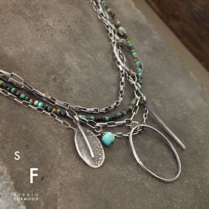 Turquoise necklace oxidized sterling silver and Turquoise layered necklace image 1