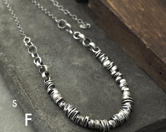 Form03 - Sterling Silver  Necklace - Oxidized Raw Sterling Silver Necklace