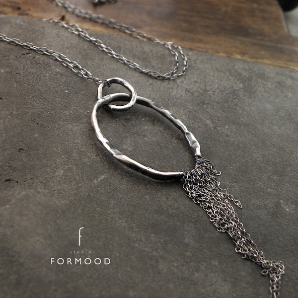 Oxidized sterling silver  - necklace, oxidized silver necklace