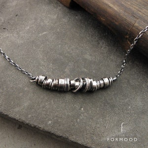 Sterling silver - delicate necklace, oxidized raw sterling silver necklace, Everyday Necklace