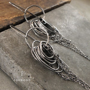 Earrings - oxidzed sterling silver - modern silver earrings