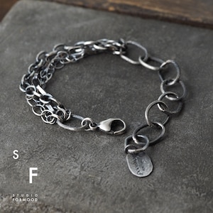 Form24 -sterling Silver Chain Bracelet - Oxidized Sterling