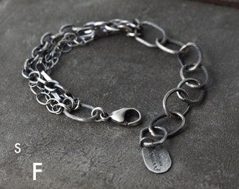 Form24 -Sterling Silver Chain Bracelet - Oxidized Sterling Silver  - Unisex Bracelet