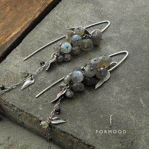 Sterling silver and  labradorite - long earrings