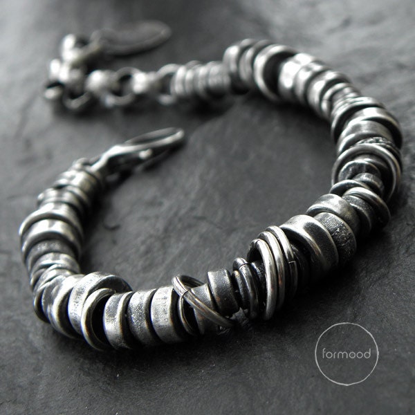 Oxidized sterling silver - bracelet, modern, unisex silver bracelet - studioformood bracelet