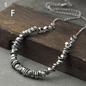 Form03 - Sterling Silver  Necklace - Oxidized Raw Sterling Silver Necklace