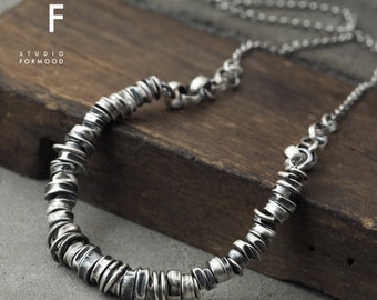 Form03 - Sterling Silver  Necklace - Oxidized Raw Sterling Silver Necklace