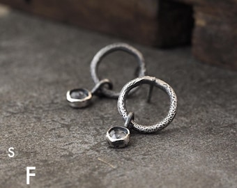 Sterling silver and Rock Crystal hoop EarringsRock Crystal Earrings