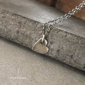 Heart Silver Delicate Necklace - Dainty Heart Necklace Personalized - Sterling Silver Necklace