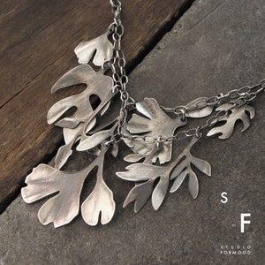 Oxidized sterling silver - necklace, modern raw oxidized silver necklace - Leaf necklace studioformood