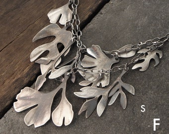 Oxidized sterling silver - necklace, modern raw oxidized silver necklace - Leaf necklace studioformood
