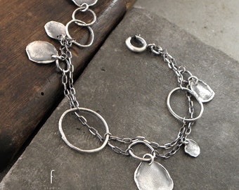 Oxidized Sterling Silver Charm Bracelet - Handmade Jewelry