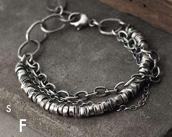 Oxidized Sterling Silver Bracelet: Handmade Unisex Chain