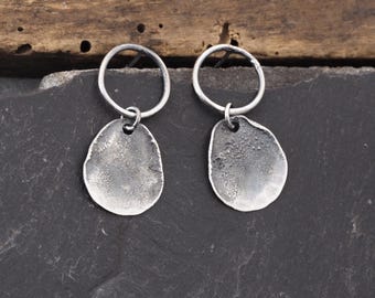 Oxidized Sterling Silver Earrings – Handmade Lightweight Organic Textured Jewelry