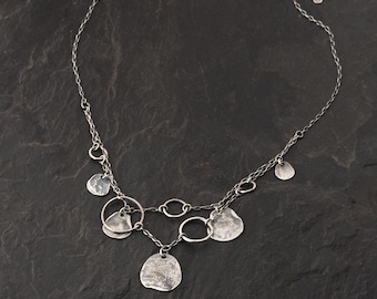Oxidized Sterling Silver Necklace: Delicate Layered Design