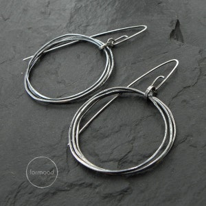sterling silver earrings - oxidized hoops earrings