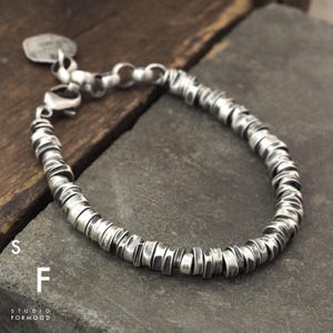 Oxidized sterling silver - bracelet, modern bracelet, unisex silver bracelet - studioformood bracelet