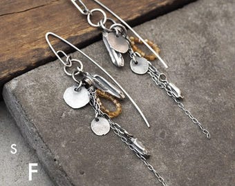 Modern Yellow Tourmaline or Garnet Earrings in Oxidized Silver | Contemporary Handmade Jewelry