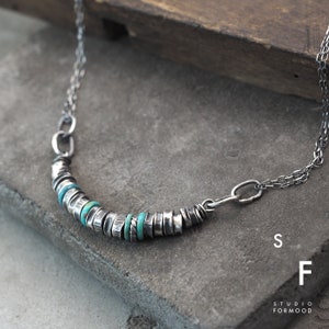 Necklace - oxidized sterling silver &  turquoise