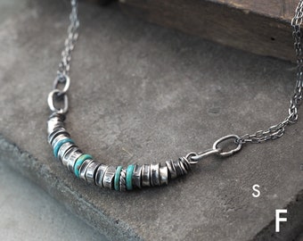 Necklace - oxidized sterling silver &  turquoise