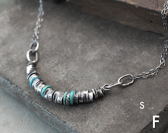 Necklace - oxidized sterling silver &  turquoise