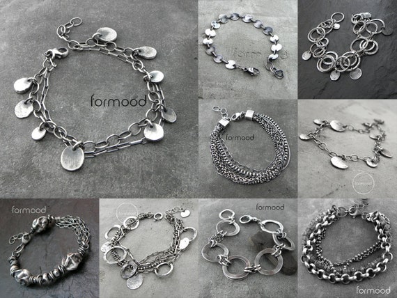 Oxidized Sterling Silver - Bracelet, Modern Raw Oxidized