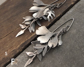 Oxidized sterling silver earrings -  Leaf -  earrings, studioformood earrings