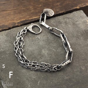 Oxidized Sterling Silver Chain Bracelet - Handmade Unisex Design