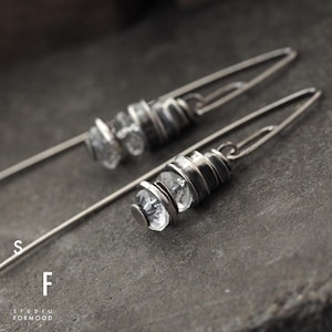 Earrings - oxidized sterling silver and Rock Crystal -  earrings