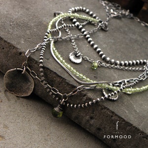 Ketting geoxideerd sterlingzilver: edelsteen aquamarijn of peridot