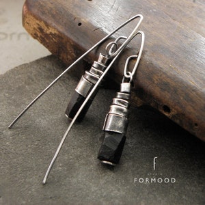 Oxidized Sterling Silver Raw Tourmaline Earrings